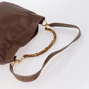 GUCCI Shoulder Bag Leather Enamel 5Set Brown Black Auth bs30027-4