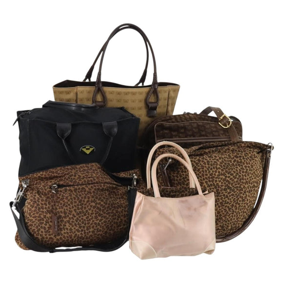 BOTTEGA VENETA Shoulder Bag Nylon 6 Set Brown Black beige Auth bs30029