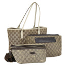 GUCCI GG Supreme Tote Bag PVC Canvas 3Set Beige Gold Auth bs30030-1