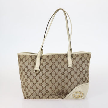 GUCCI GG Supreme Tote Bag PVC Canvas 3Set Beige Gold Auth bs30030 - 0