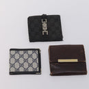 GUCCI GG Canvas Wallet Leather 10 Set Beige Black Auth bs30034-10