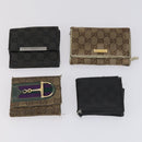 GUCCI GG Canvas Wallet Leather 10 Set Beige Black Auth bs30034-18