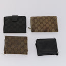 GUCCI GG Canvas Wallet Leather 10 Set Beige Black Auth bs30034-19