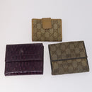 GUCCI GG Canvas Wallet Leather 10 Set Beige Black Auth bs30034-3