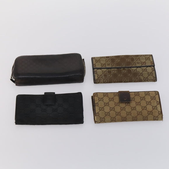 GUCCI GG Supreme Canvas Wallet PVC 7 Set Beige Black Auth bs30035