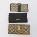 GUCCI GG Supreme Canvas Wallet PVC 7 Set Beige Black Auth bs30035-2