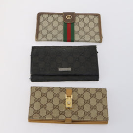 GUCCI GG Supreme Canvas Wallet PVC 7 Set Beige Black Auth bs30035 - 0