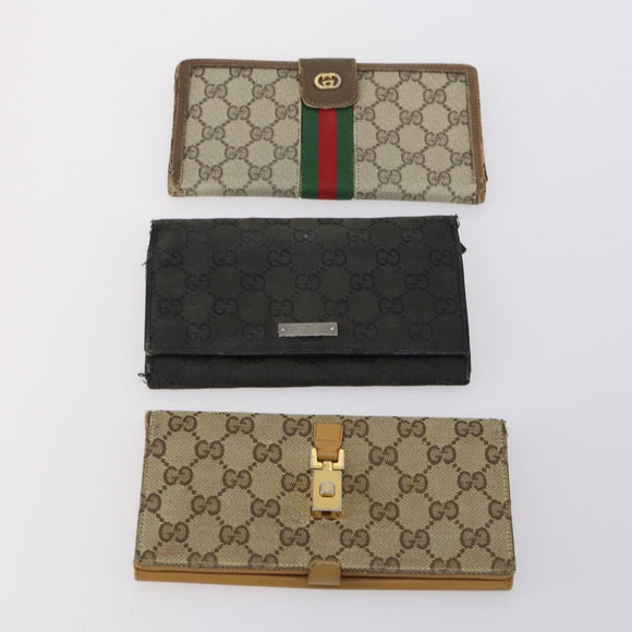 GUCCI GG Supreme Canvas Wallet PVC 7 Set Beige Black Auth bs30035