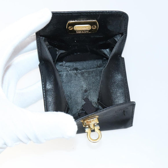 Salvatore Ferragamo Gancini Wallet Leather 11 pieces Black Yellow Auth bs30038