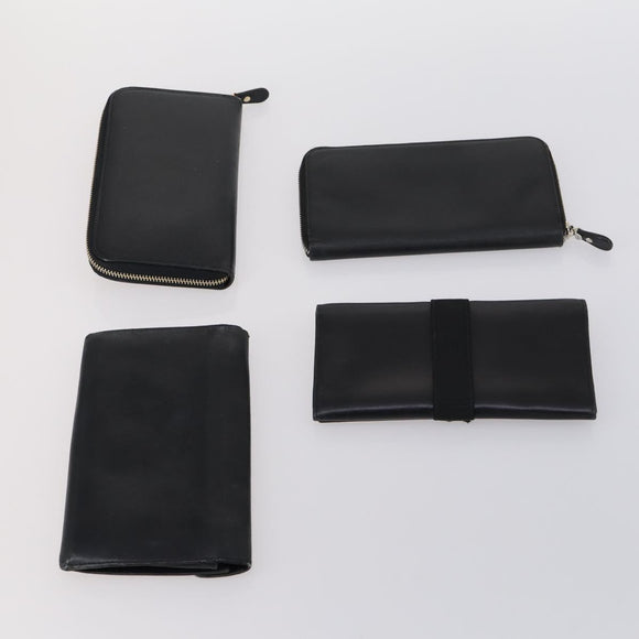 Salvatore Ferragamo Gancini Wallet Leather 11 pieces Black Yellow Auth bs30038