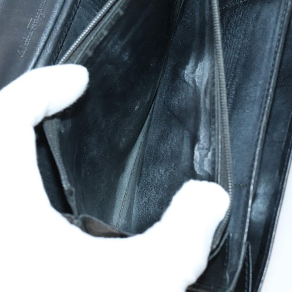 Salvatore Ferragamo Gancini Wallet Leather 11 pieces Black Yellow Auth bs30038