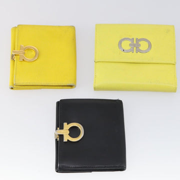 Salvatore Ferragamo Gancini Wallet Leather 11 pieces Black Yellow Auth bs30038 - 0