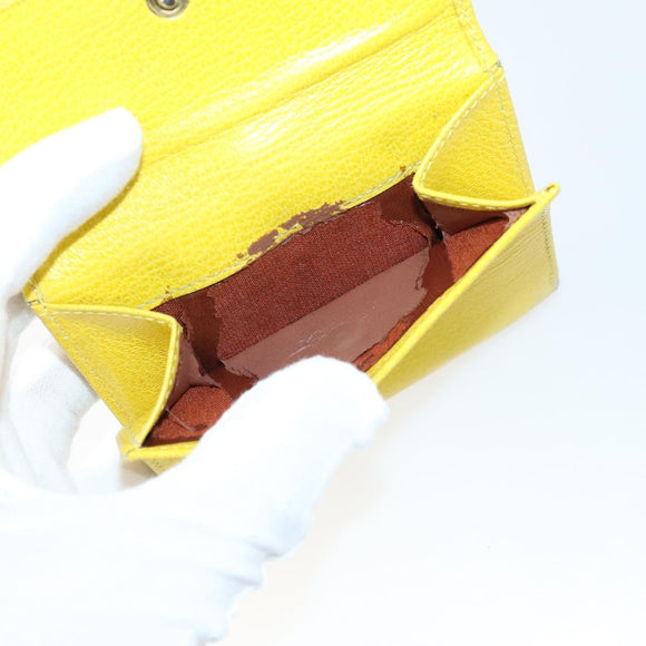 Salvatore Ferragamo Gancini Wallet Leather 11 pieces Black Yellow Auth bs30038