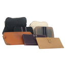 HERMES Wallet Leather Canvas 7 Set Beige Black Brown Auth bs30039-1