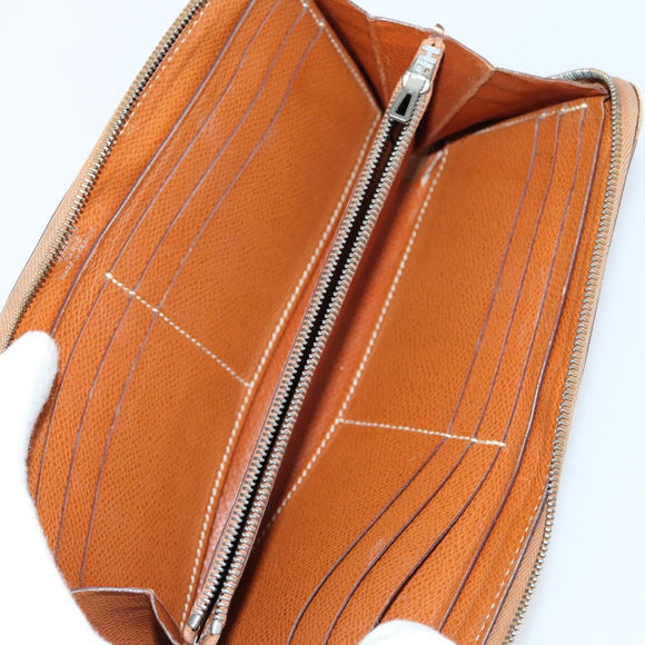 HERMES Wallet Leather Canvas 7 Set Beige Black Brown Auth bs30039