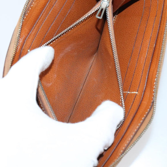 HERMES Wallet Leather Canvas 7 Set Beige Black Brown Auth bs30039