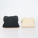 HERMES Wallet Leather Canvas 7 Set Beige Black Brown Auth bs30039-18