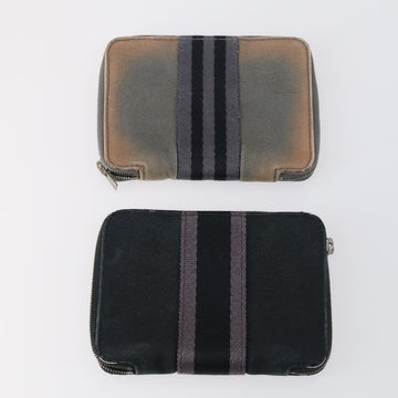 HERMES Wallet Leather Canvas 7 Set Beige Black Brown Auth bs30039 - 0