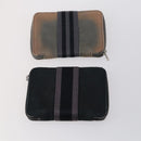 HERMES Wallet Leather Canvas 7 Set Beige Black Brown Auth bs30039-3