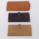 HERMES Wallet Leather Canvas 7 Set Beige Black Brown Auth bs30039-9