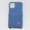 CHANEL Wallet Leather 6 Set Black Blue CC Auth bs30040-10