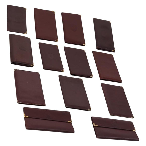 CARTIER Must Line Wallet Leather 13 Set Bordeaux Auth bs30041