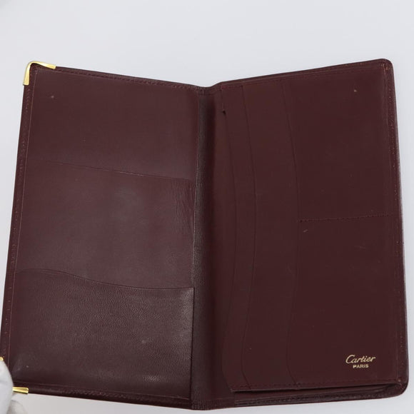 CARTIER Must Line Wallet Leather 13 Set Bordeaux Auth bs30041