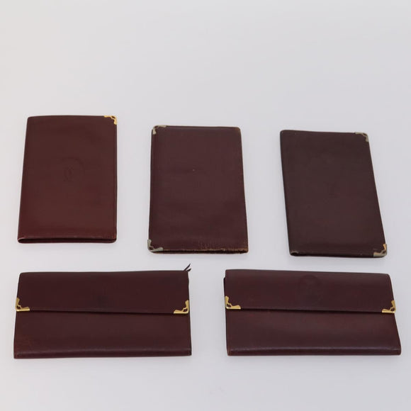 CARTIER Must Line Wallet Leather 13 Set Bordeaux Auth bs30041