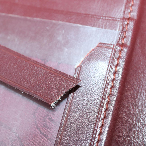 CARTIER Must Line Wallet Leather 13 Set Bordeaux Auth bs30041