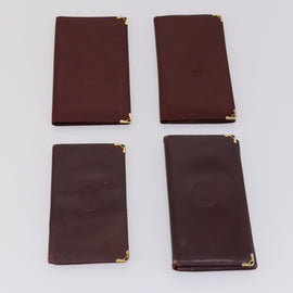 CARTIER Must Line Wallet Leather 13 Set Bordeaux Auth bs30041 - 0