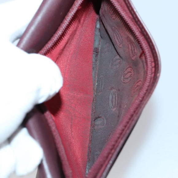 CARTIER Must Line Wallet Leather 13 Set Bordeaux Auth bs30041