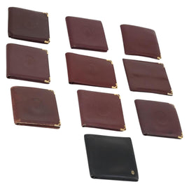 CARTIER Wallet Leather 10set Bordeaux Black Auth bs30042