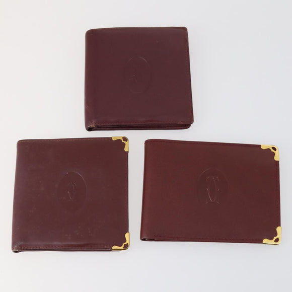 CARTIER Wallet Leather 10set Bordeaux Black Auth bs30042
