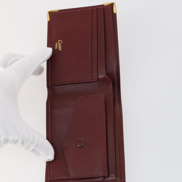 CARTIER Wallet Leather 10set Bordeaux Black Auth bs30042