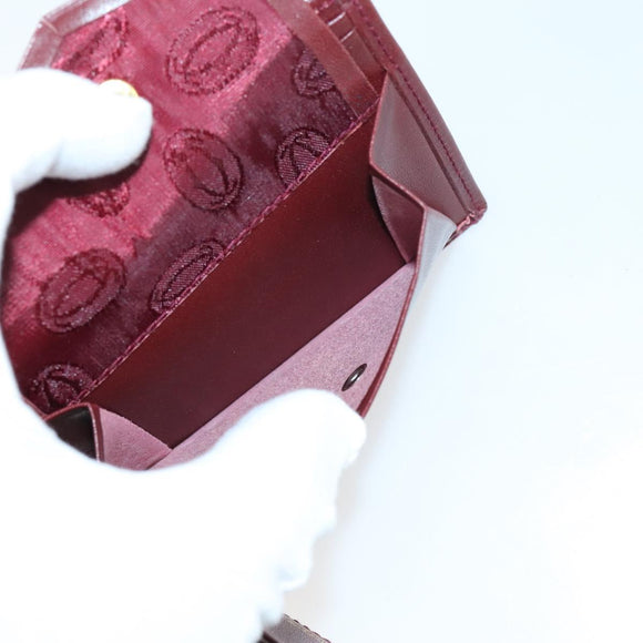 CARTIER Wallet Leather 10set Bordeaux Black Auth bs30042