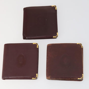 CARTIER Wallet Leather 10set Bordeaux Black Auth bs30042 - 0