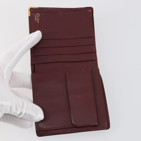 CARTIER Wallet Leather 10set Bordeaux Black Auth bs30042