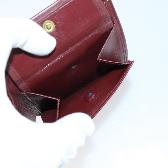 CARTIER Wallet Leather 10set Bordeaux Black Auth bs30042