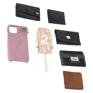 Christian Dior Key Case Leather 7Set Black Pink Brown Auth bs30045