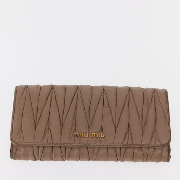 Miu Miu Matelasse Wallet Leather 7 Set Blue Black beige Auth bs30046