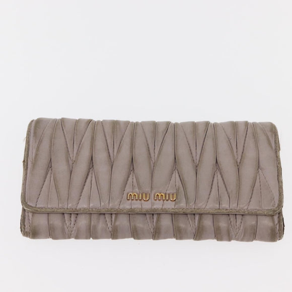 Miu Miu Matelasse Wallet Leather 7 Set Blue Black beige Auth bs30046