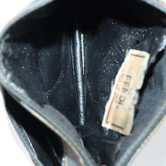 FENDI Pecan Canvas Wallet Leather 7 Set Black Brown Auth bs30048