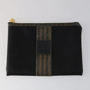 FENDI Pecan Canvas Wallet Leather 7 Set Black Brown Auth bs30048-14