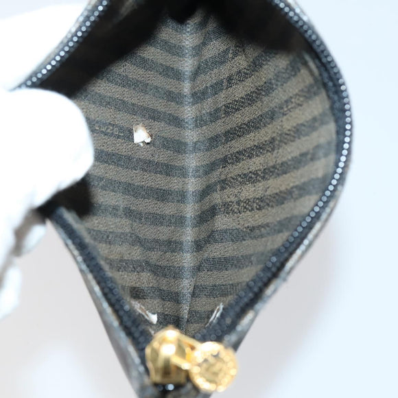 FENDI Pecan Canvas Wallet Leather 7 Set Black Brown Auth bs30048