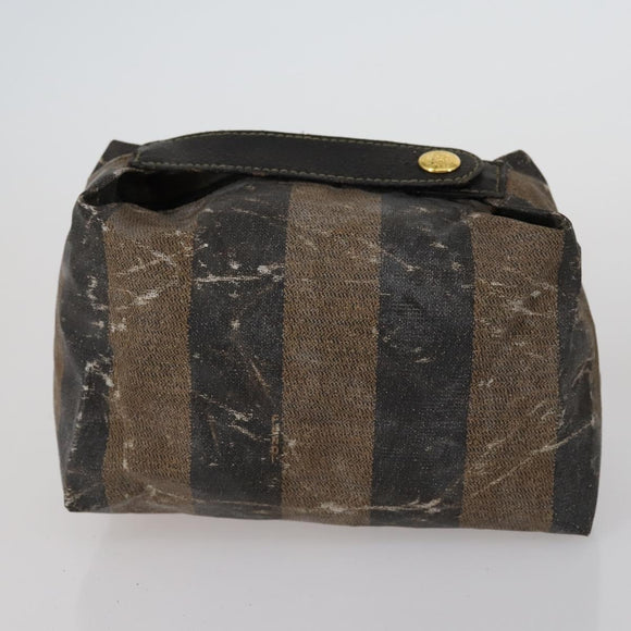 FENDI Pecan Canvas Wallet Leather 7 Set Black Brown Auth bs30048