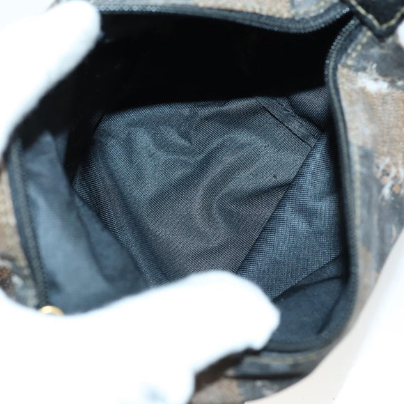 FENDI Pecan Canvas Wallet Leather 7 Set Black Brown Auth bs30048