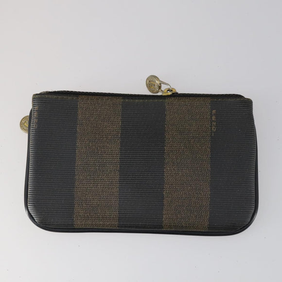 FENDI Pecan Canvas Wallet Leather 7 Set Black Brown Auth bs30048