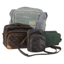 LOUIS VUITTON Shoulder Bag Leather Nylon 4Set Green LV Auth bs30052-1