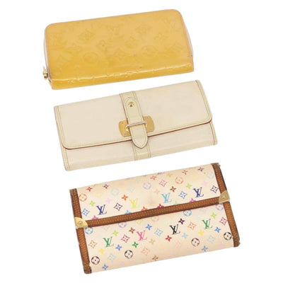 LOUIS VUITTON Monogram Vernis Wallet 3Set White Multicolor yellow Auth bs30058