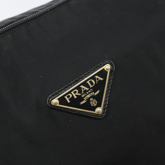 PRADA Shoulder Bag Nylon Leather Black Gold Auth bs30072